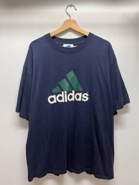 Vintage Adidas Big Logo Navy T-Shirt